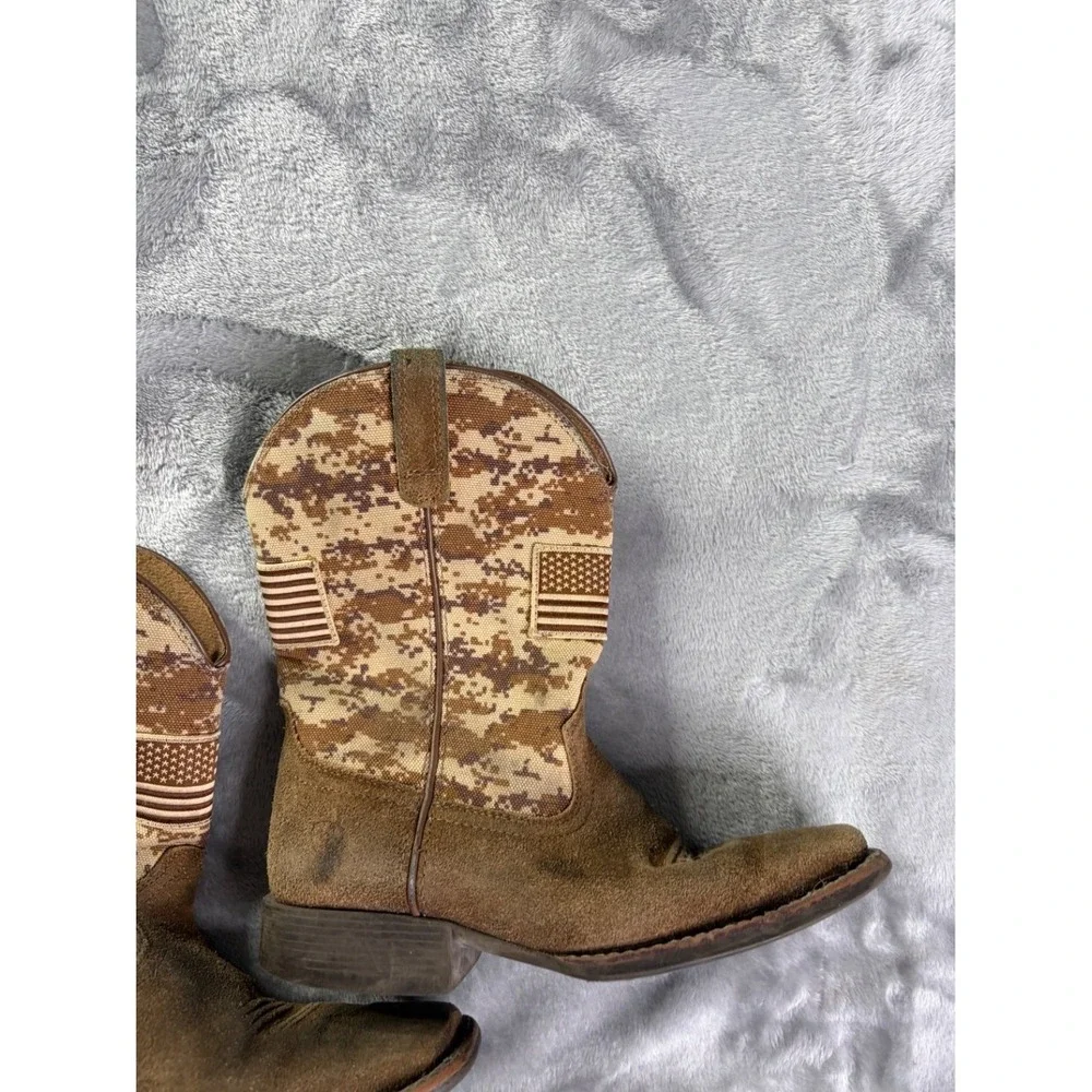 US 3.5 Ariat Sport Patriot kids western cowboy boots American flag patriotic